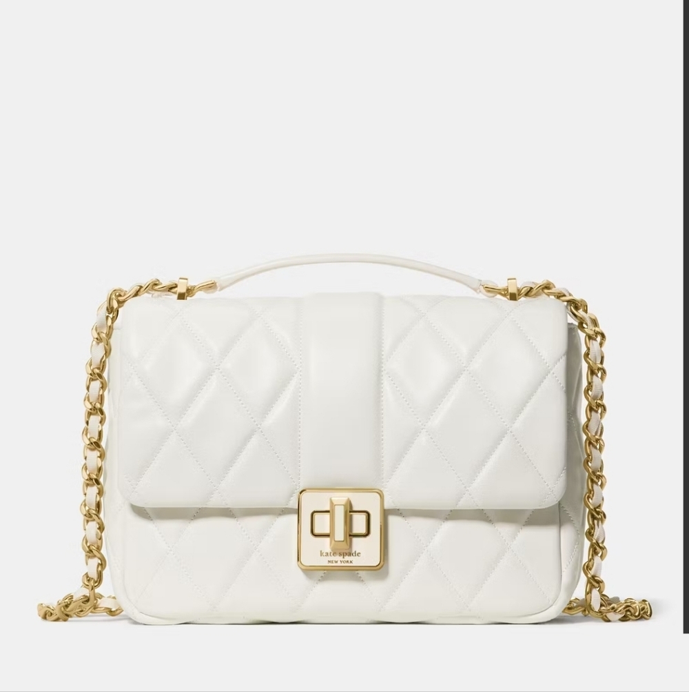 Kate Spade Carey Quilted Small Flap Crossbody, Meringue